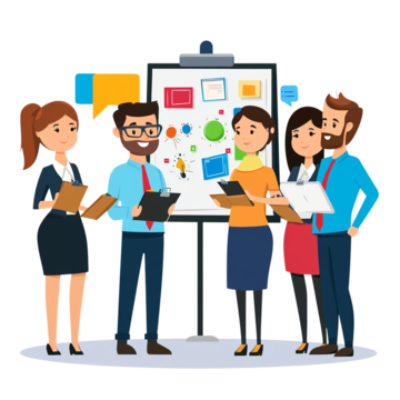 pngtree professionals in office attire engaged an idea sharing session with visuals png image 15059884